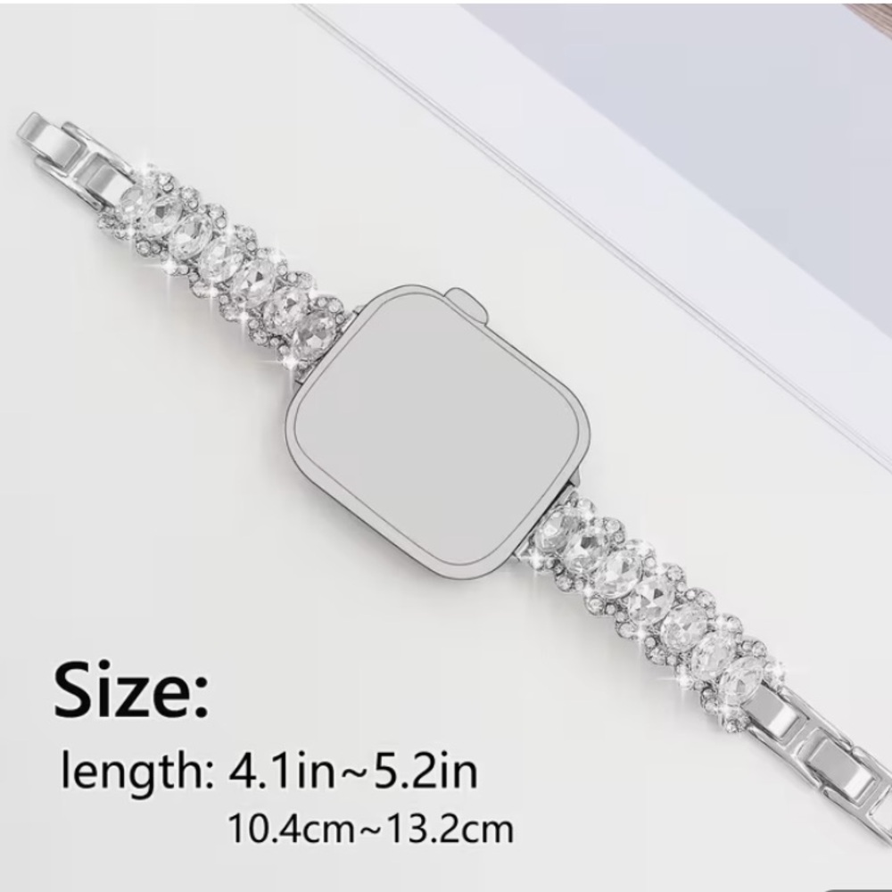 Silver Crystal Rhinestone Replacement Band for Smartwatch Apple Watch - Picture 2 of 5